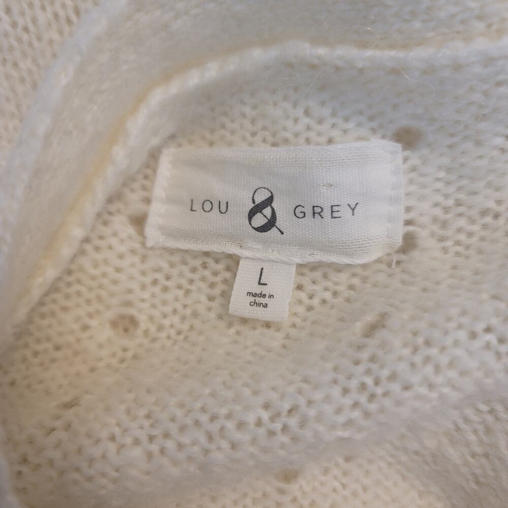 Lou & Grey Acrylic/Nylon/Wool/Alpaca Cream Waterfall Front Cardigan Women L - Picture 4 of 5
